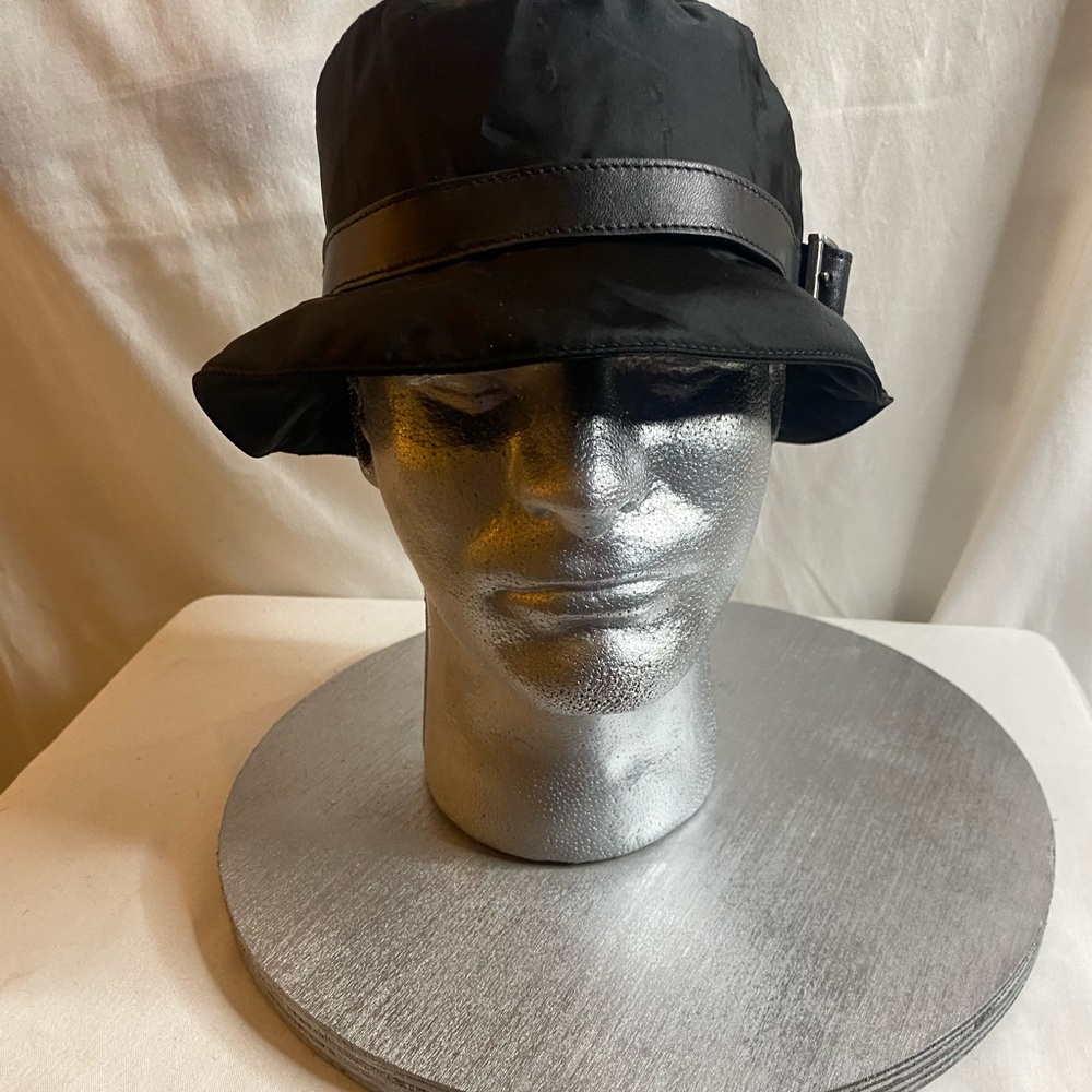 Vintage PRADA Black NYLON Bucket Hat MEN SIZE M - Picture 3 of 5